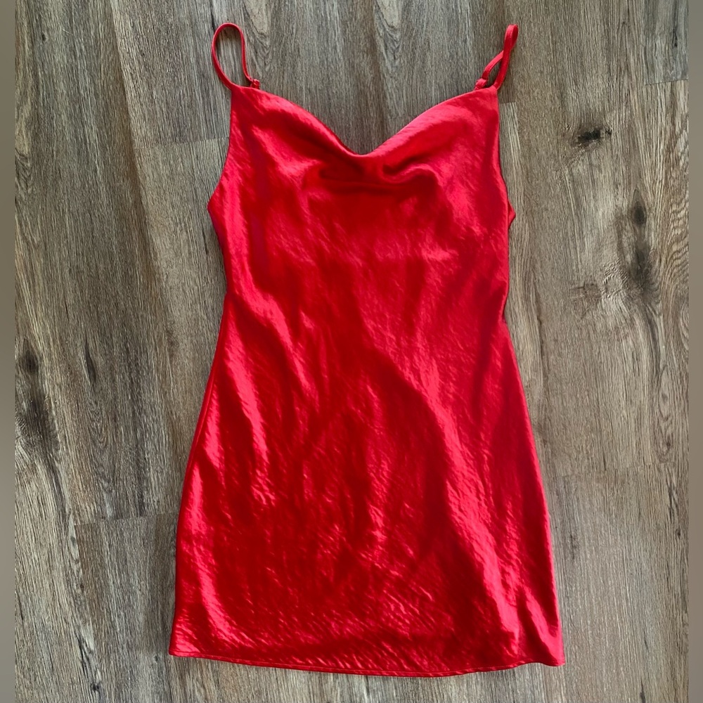Miss Love Red Satin Mini Dress Size Small